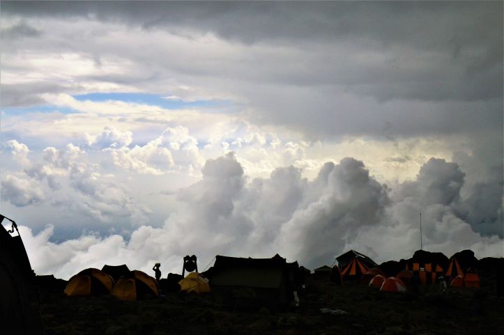 Silhouette of Barranco Camp on Mount Kilimanjaro