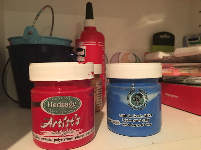 jars of acrylic paint made in South Africa